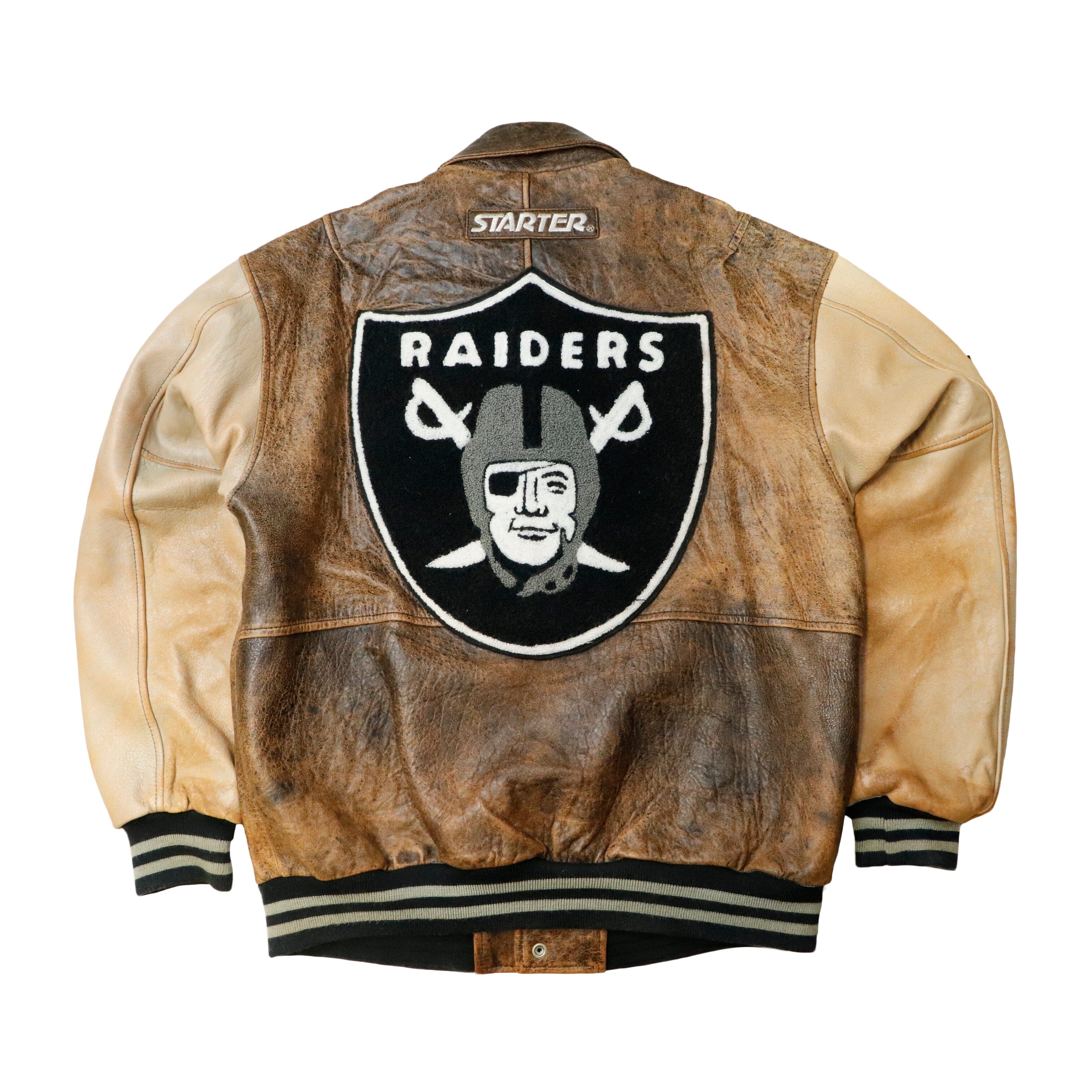 Vintage Raiders Starter leather varsity jacket Size L Starter 