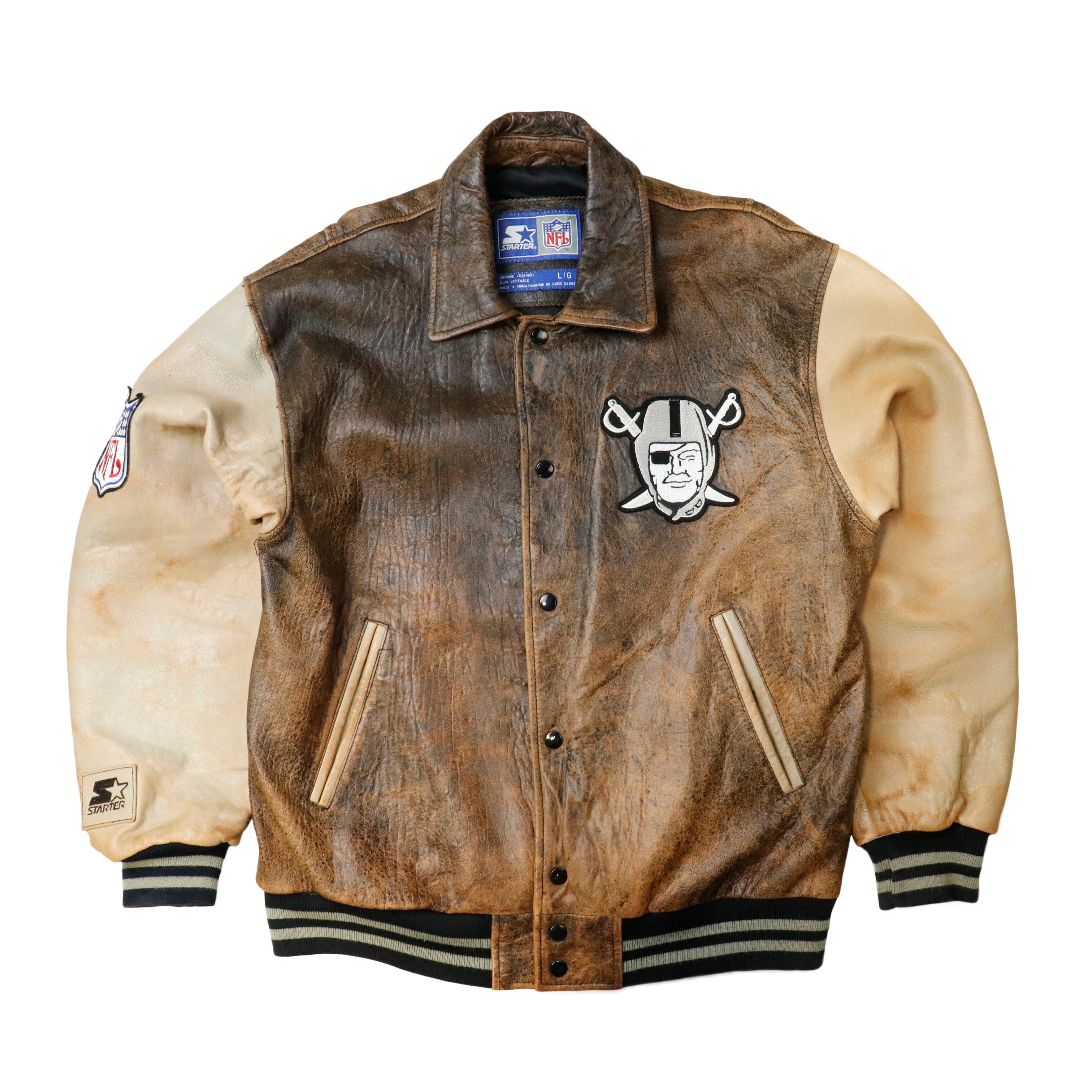 Vintage Raiders Starter leather varsity jacket Size L Starter 