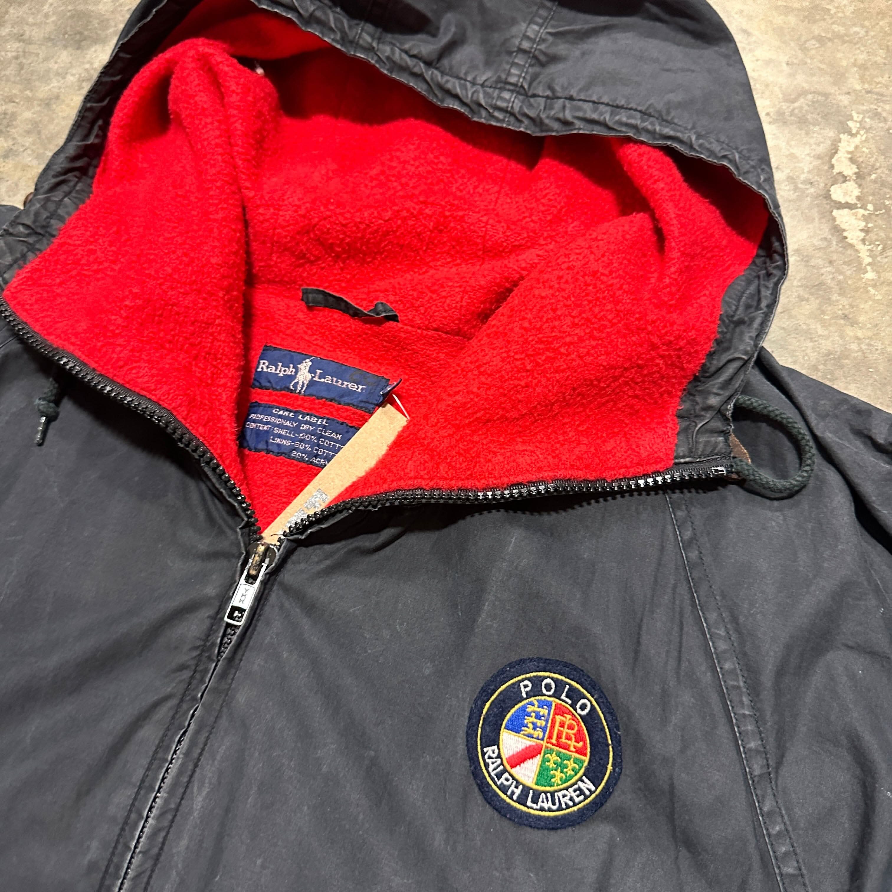 Vintage Ralph Lauren Polo 1989 Cookie Patch Black Parka Jacket Sz L jacket POLO RALPH LAUREN 