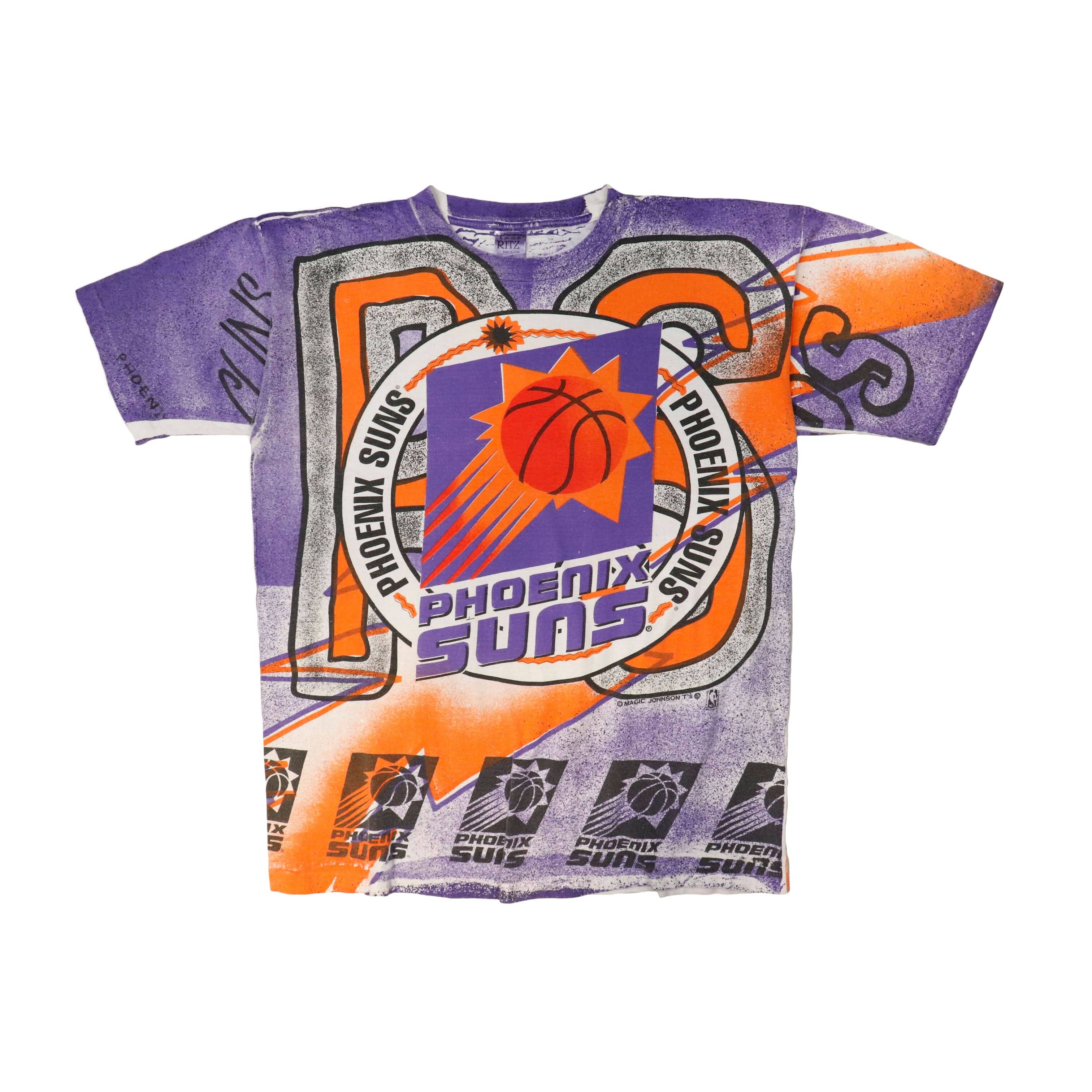Vintage RITZ Phoenix Suns All Over Print Graphic T-Shirt Size L FAIF.CA 