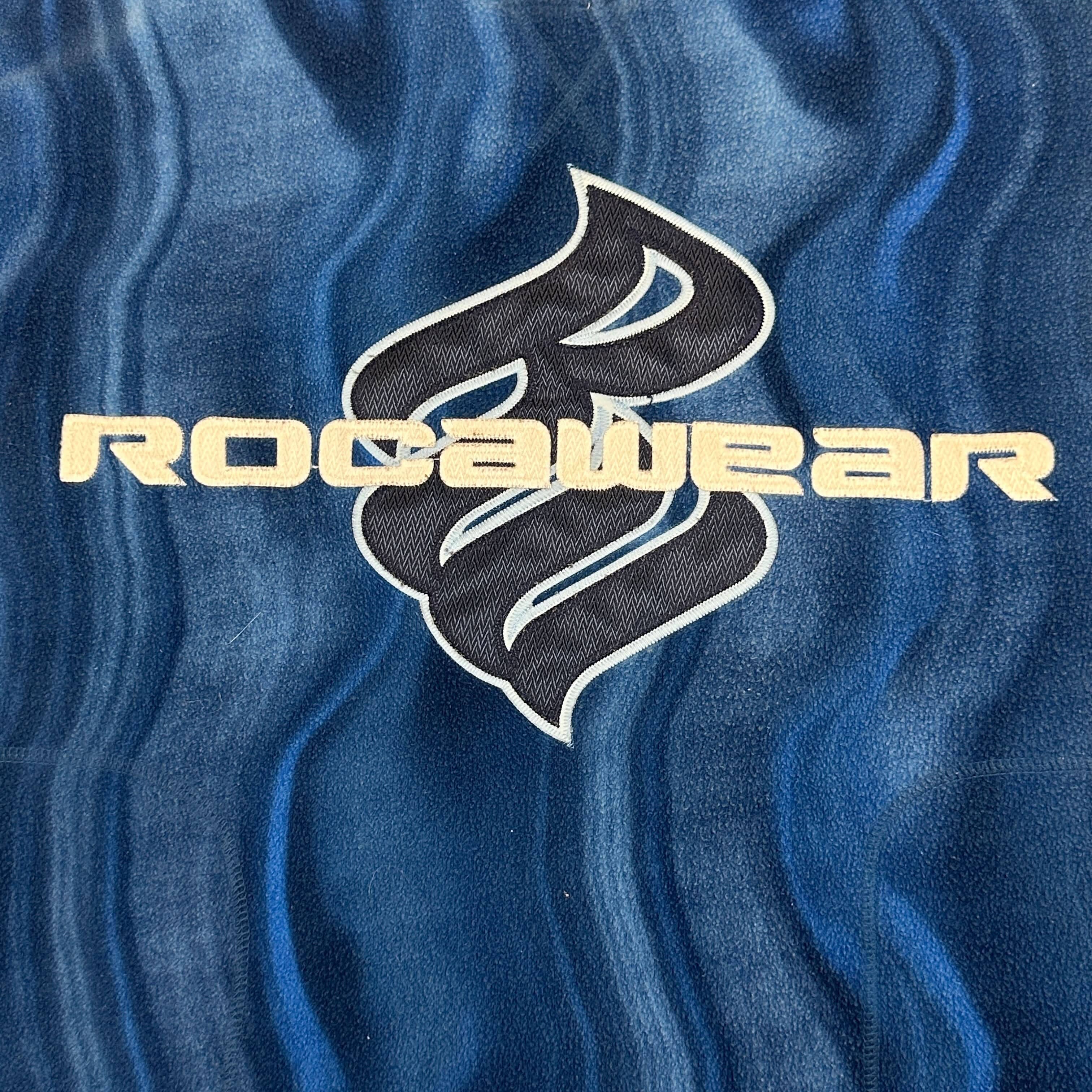 Vintage Rocawear Blue Patterned Fleece Sweatshirt Size XL 90s Tie Dye FAIF.CA 