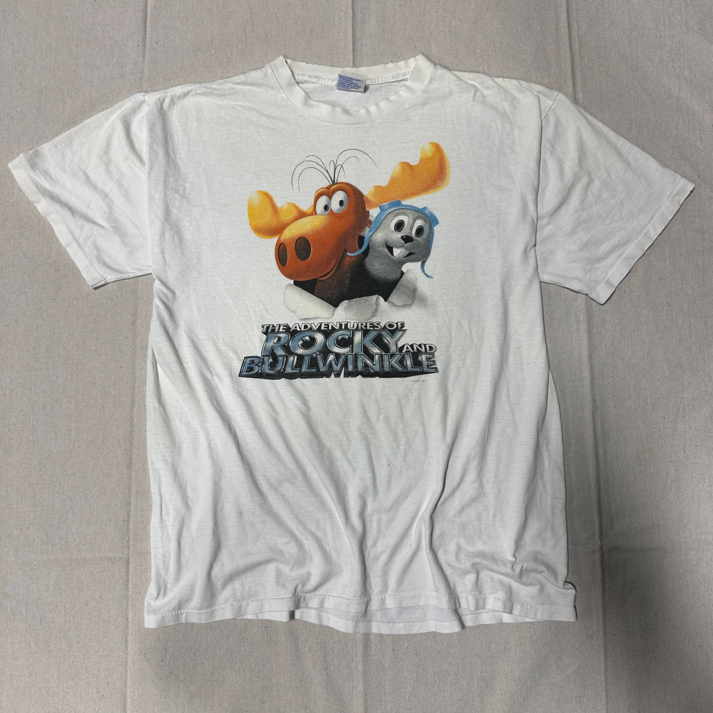 Vintage Rocky and Bullwinkle Cartoon Graphic T-Shirt Size XL FAIF.CA 