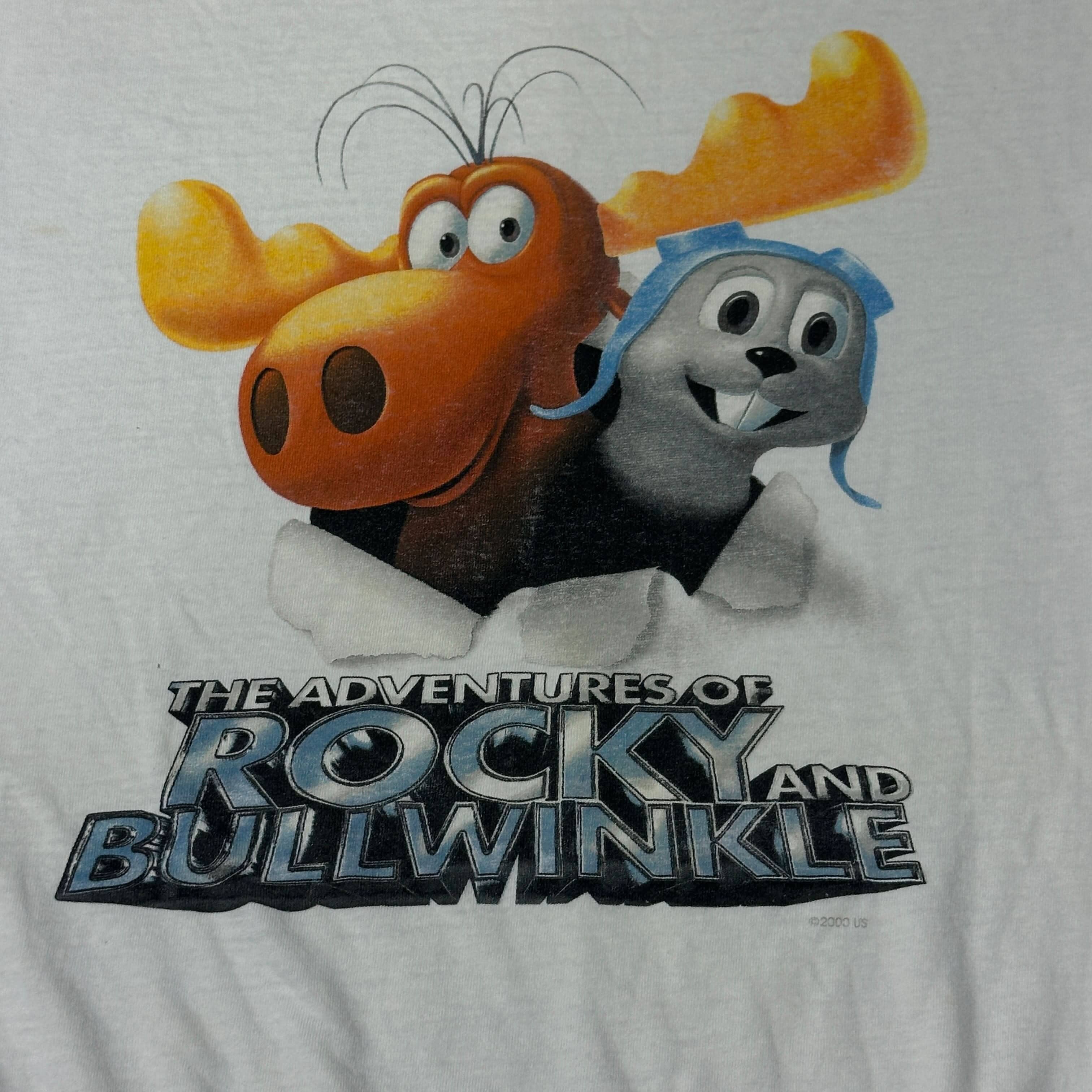 Vintage Rocky and Bullwinkle Cartoon Graphic T-Shirt Size XL FAIF.CA 