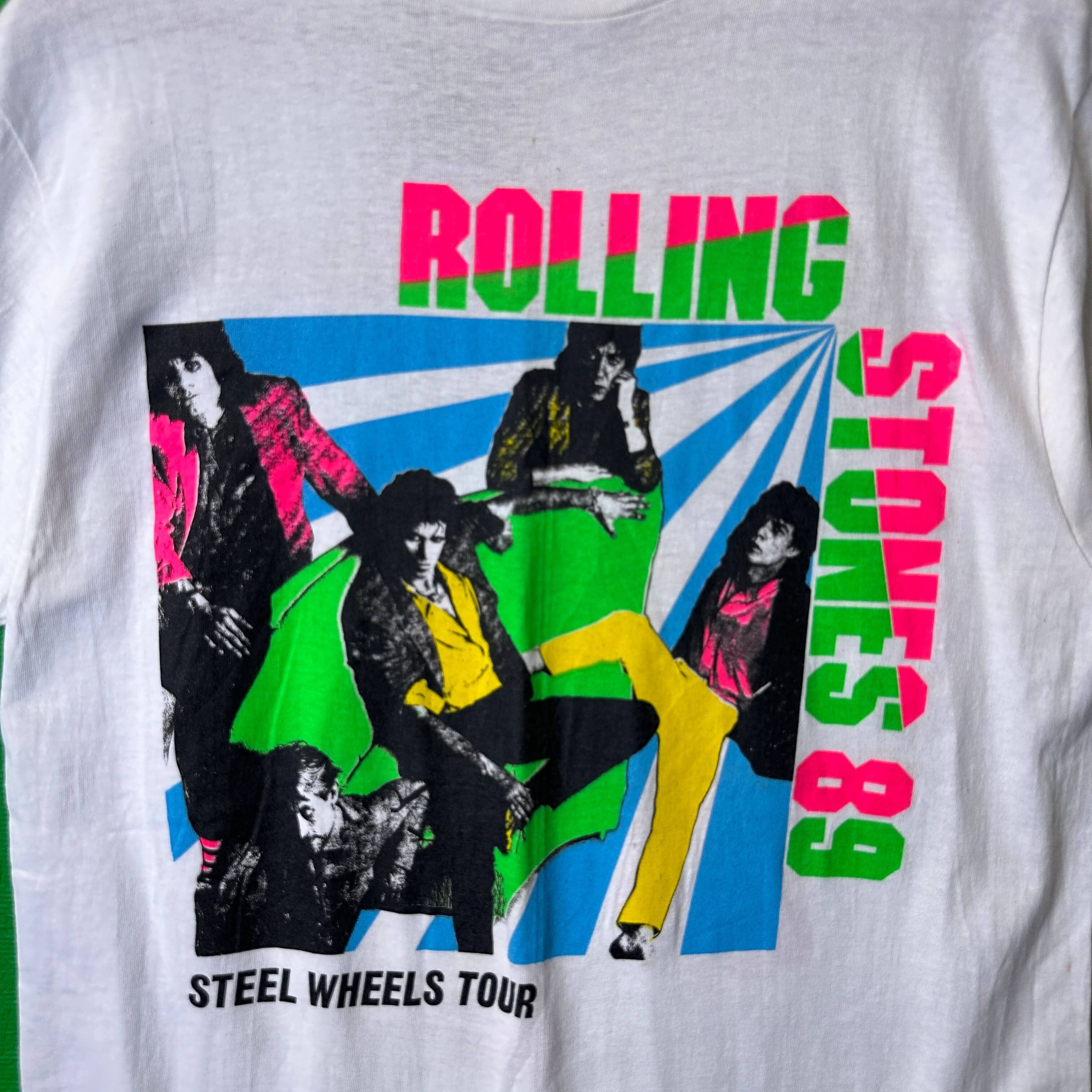 Vintage Rolling Stones Steel Wheels Tour Tshirt size L T-Shirt OTHER 