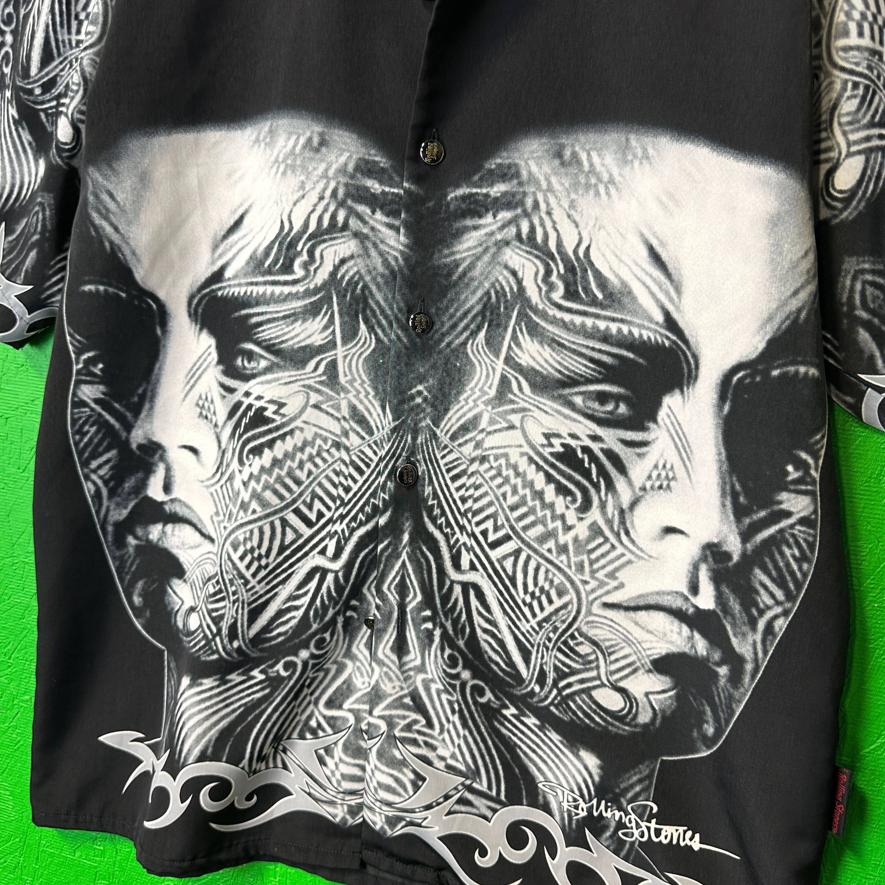 Vintage Rolling Stones Tattoo You Button Up Shirt Tshirt Size M T-Shirt OTHER 