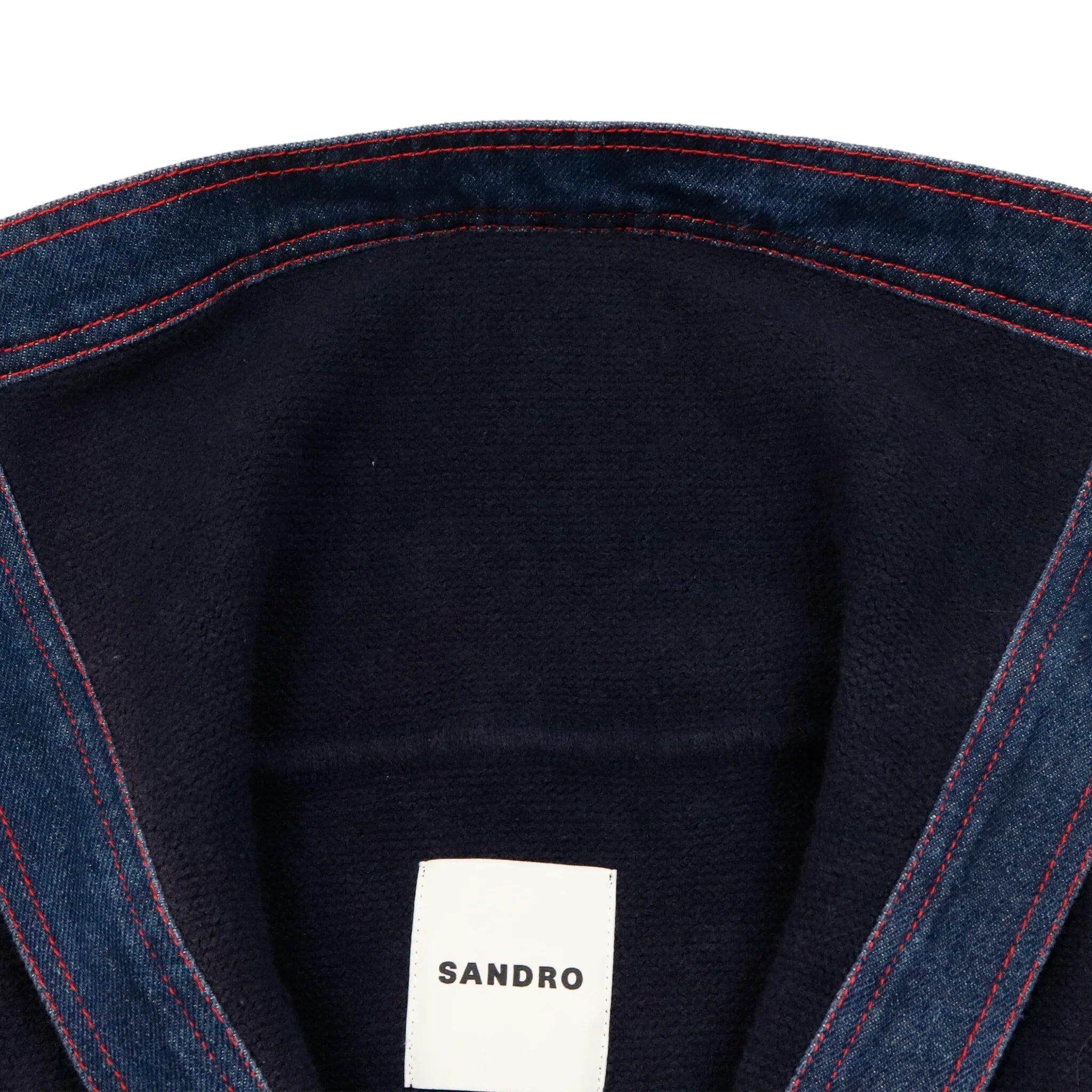 Vintage Sandro Denim Trim Button Up Blazer Jacket Top Size 1 Button-Up Sandro 