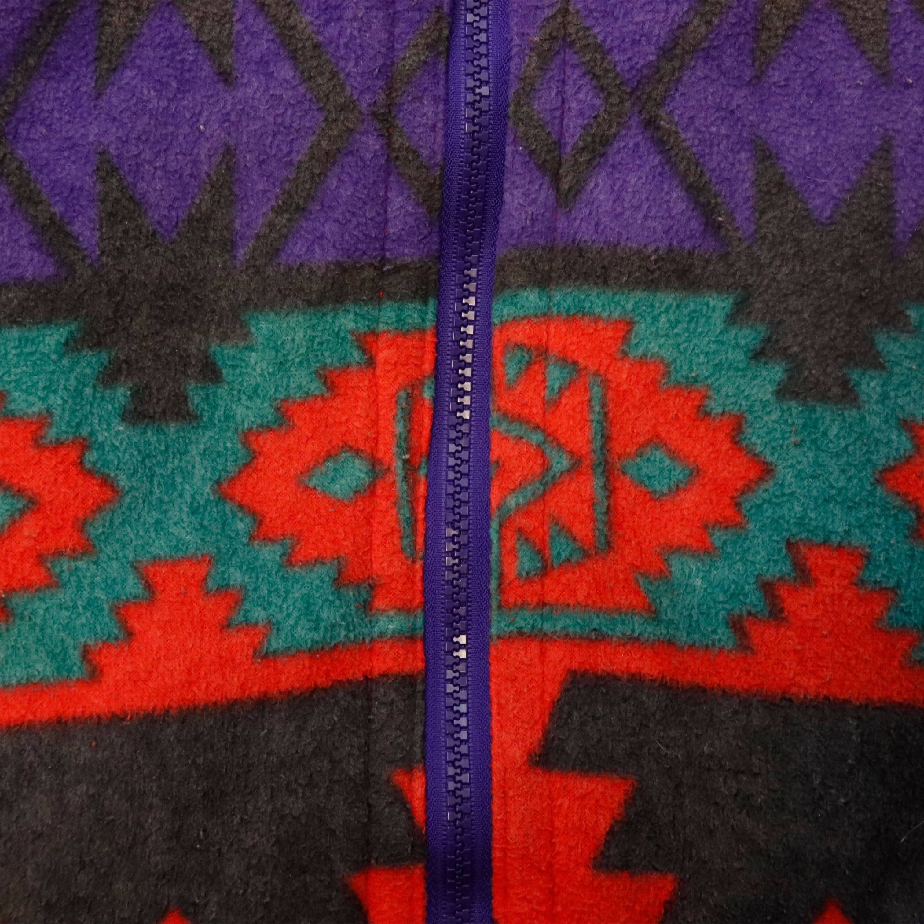Vintage Sports CB Southwestern Pattern Fleece Jacket Size L FAIF.CA 