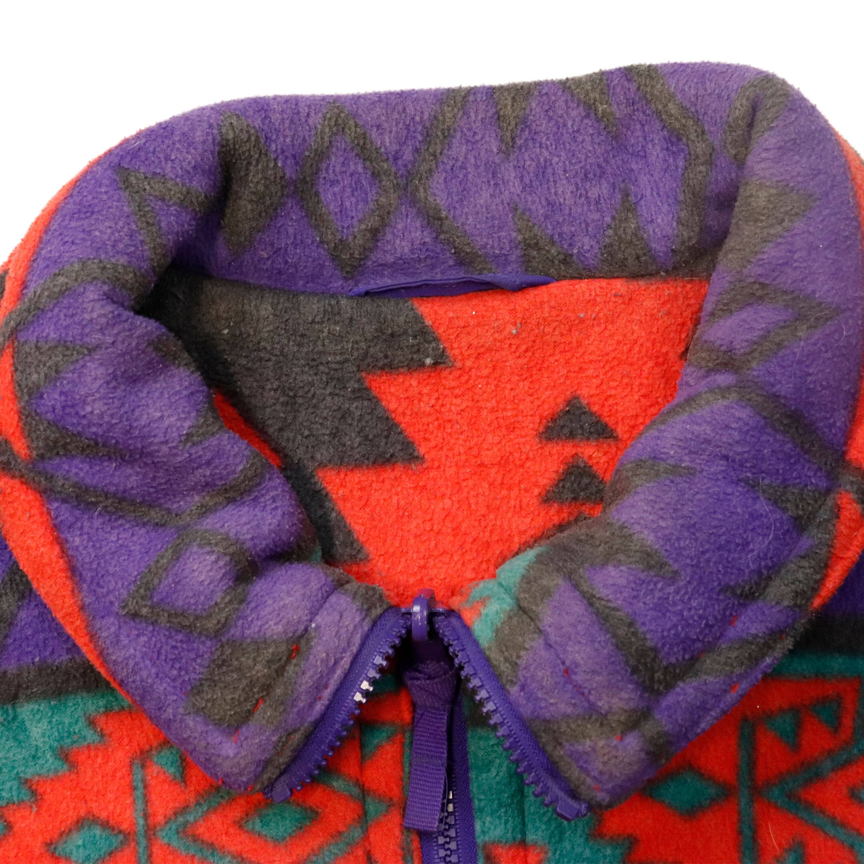 Vintage Sports CB Southwestern Pattern Fleece Jacket Size L FAIF.CA 