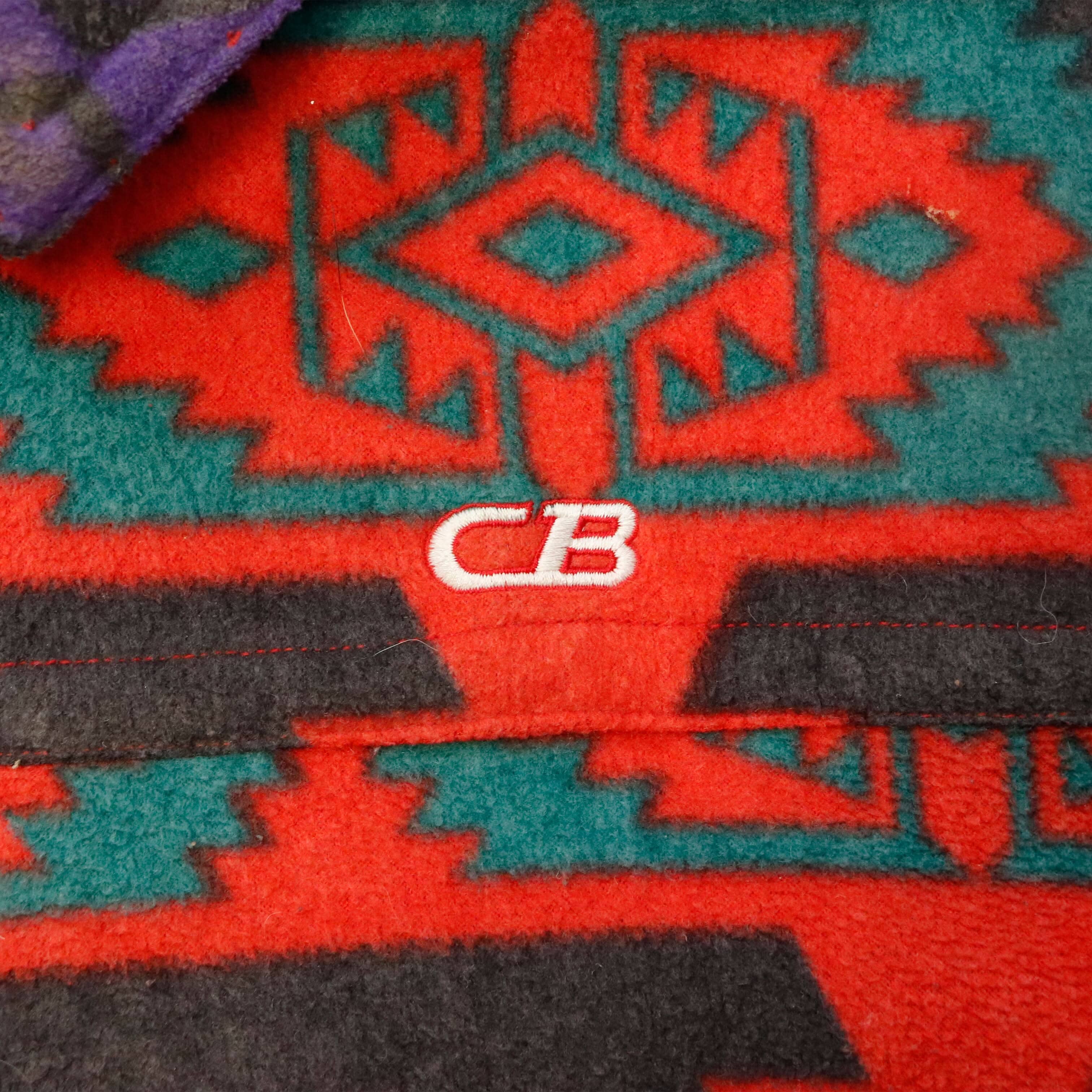 Vintage Sports CB Southwestern Pattern Fleece Jacket Size L FAIF.CA 