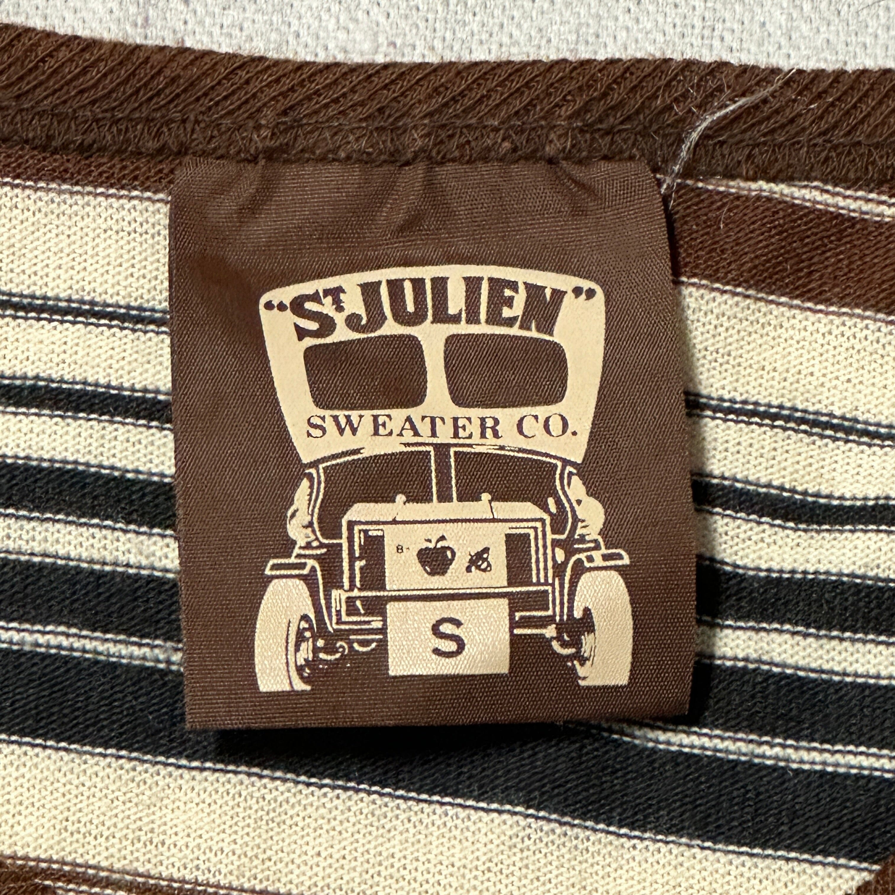 Vintage St. Julien Striped Runner Print T-Shirt Size Small FAIF.CA 