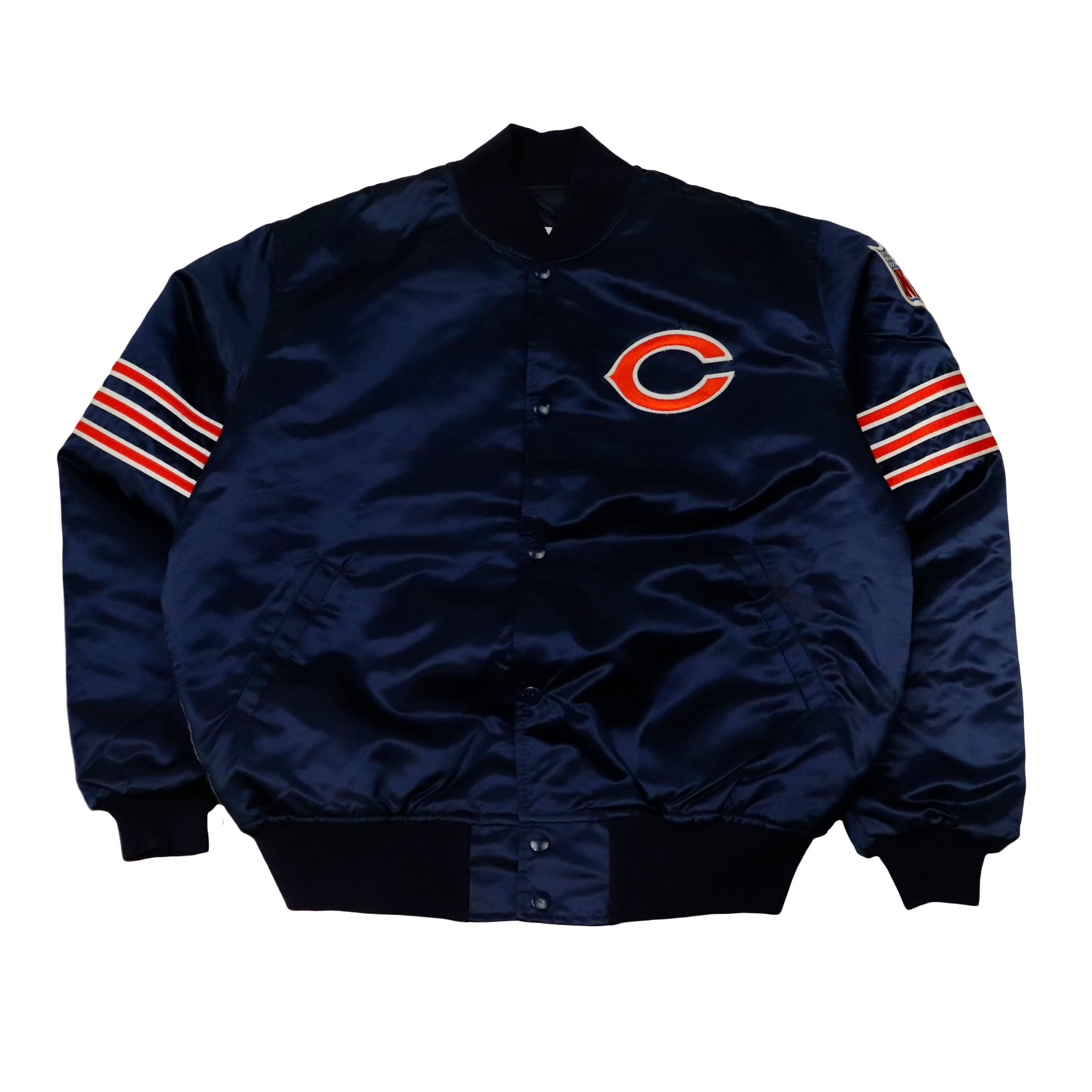 Vintage Starter Chicago Bears Satin Bomber Jacket Size L FAIF.CA 