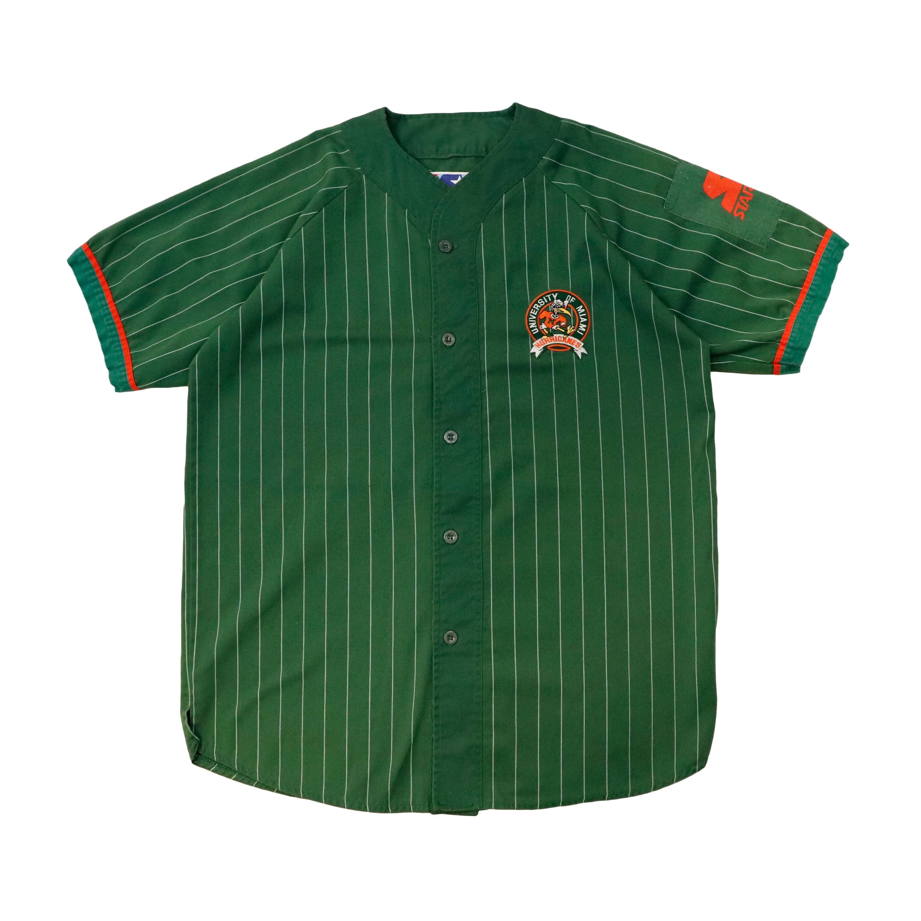 Vintage Starter University of Miami Pinstripe Baseball Jersey Size L FAIF.CA 