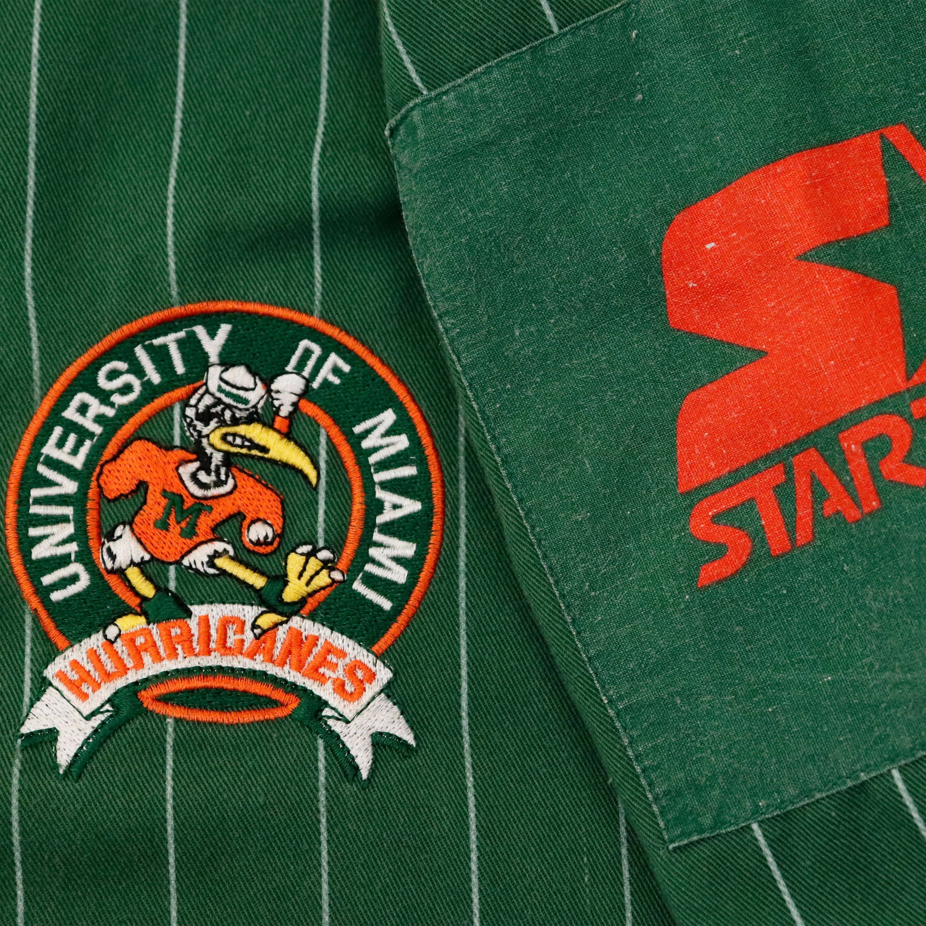 Vintage Starter University of Miami Pinstripe Baseball Jersey Size L FAIF.CA 