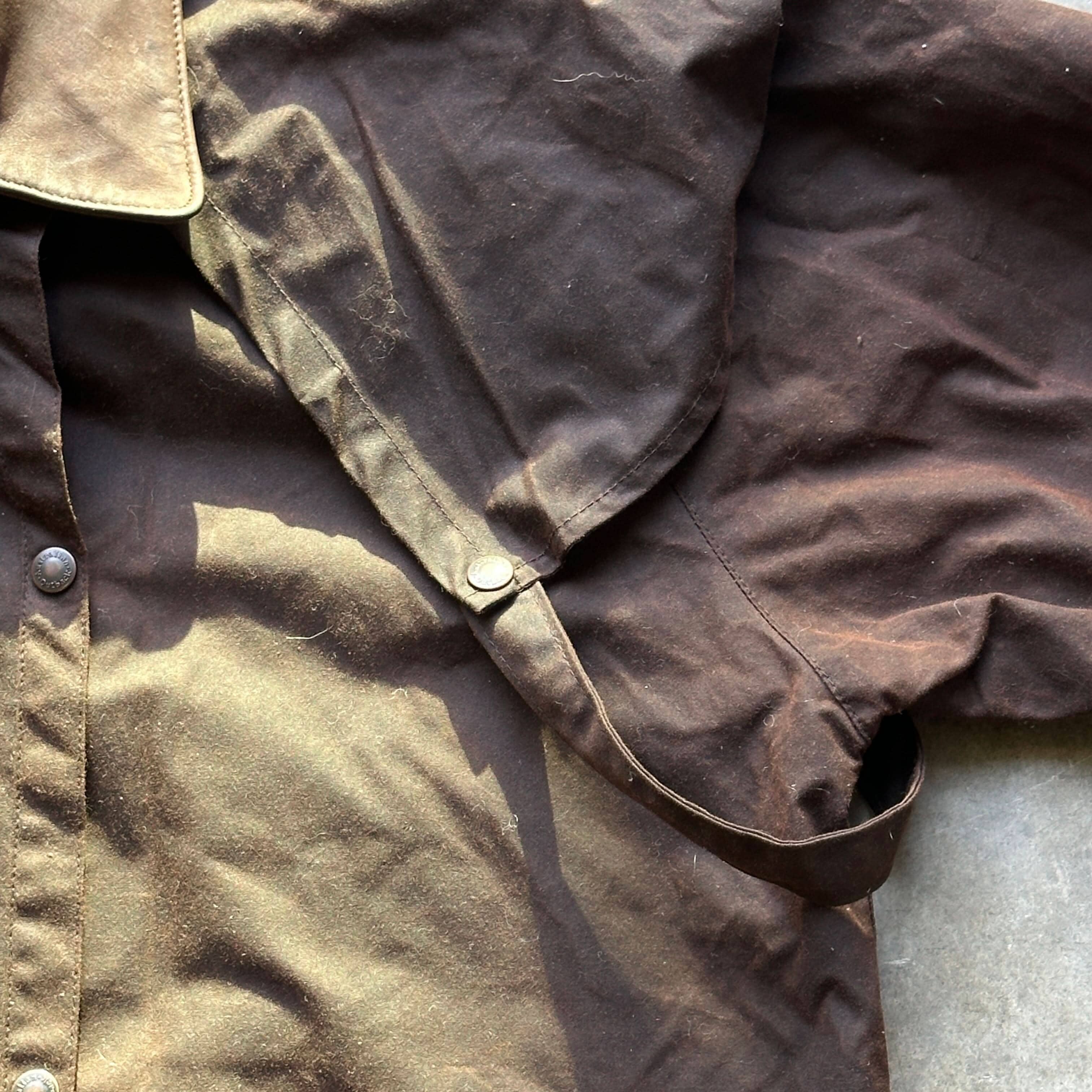 Vintage The Australian Outback Collection Brown Oilskin Duster Coat Size L FAIF.CA 