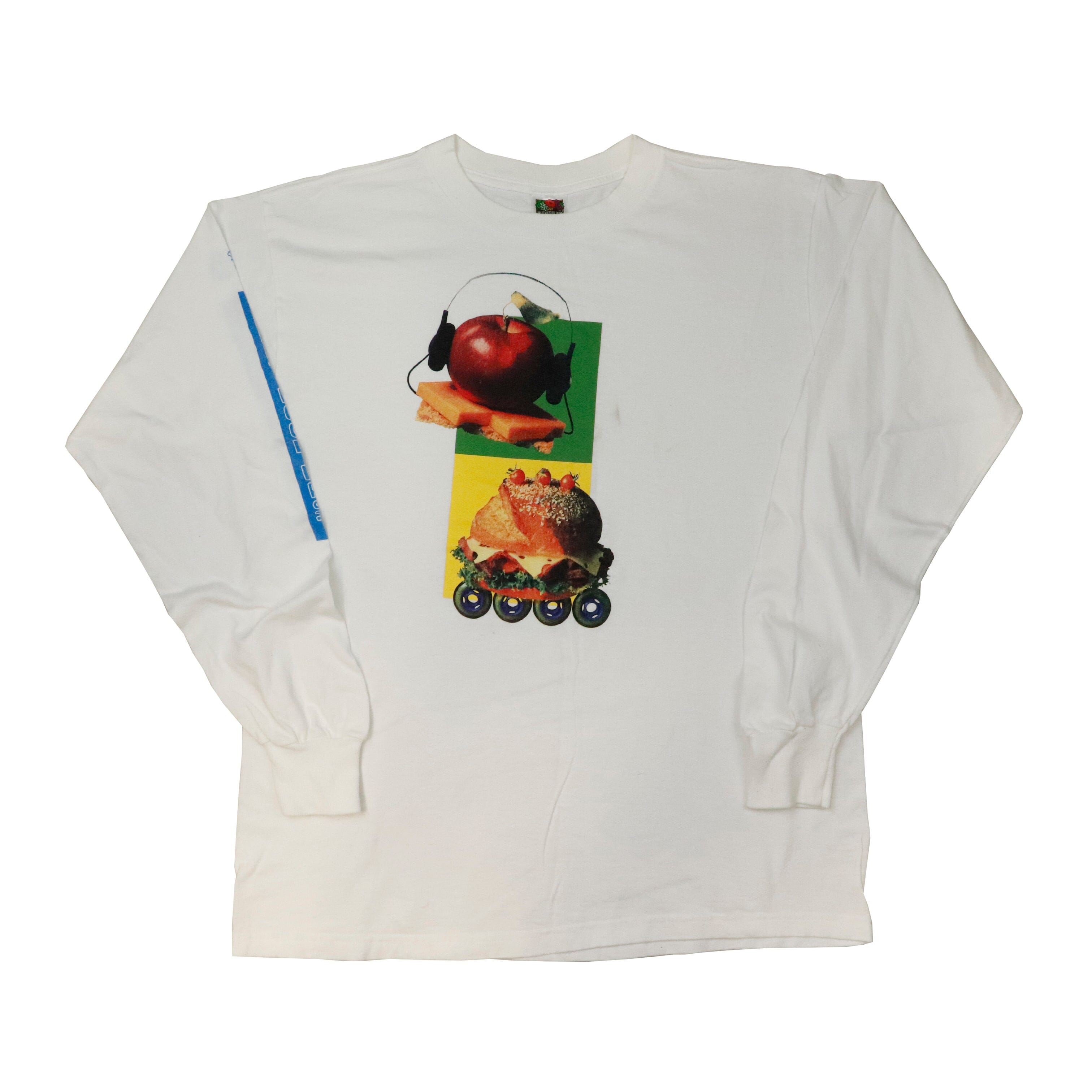Vintage The Great Food Fast LS White T-Shirt Size L Fruit of the Loom 