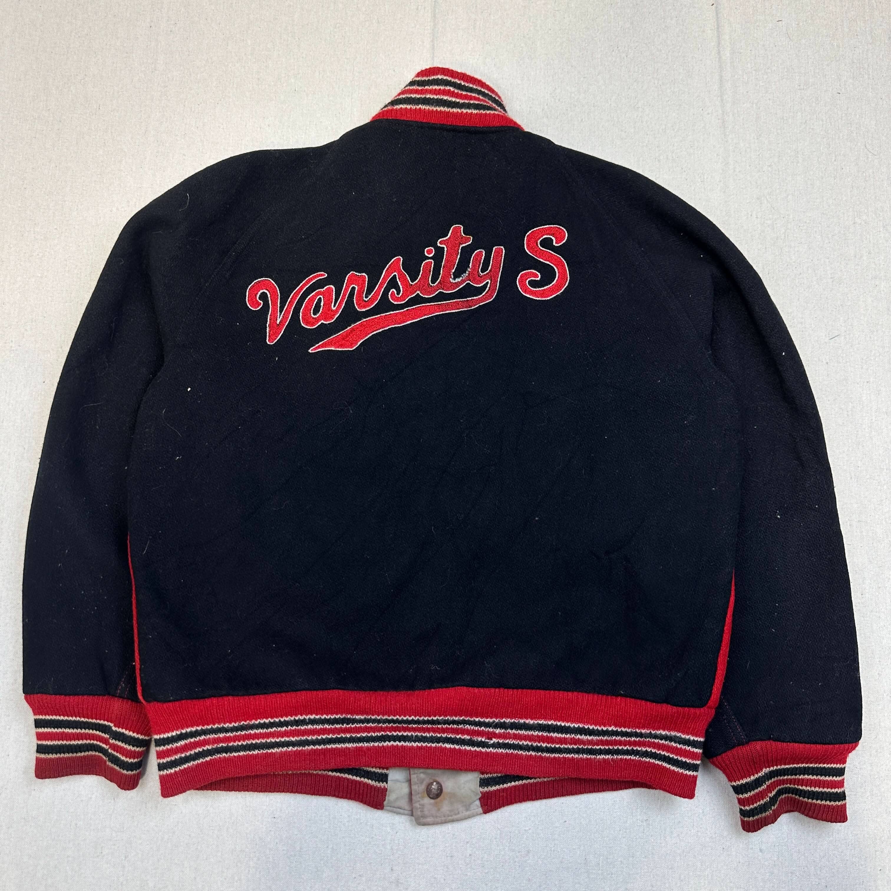 Vintage Varsity S Chenille Patch Varsity Jacket Size M 50s FAIF.CA 