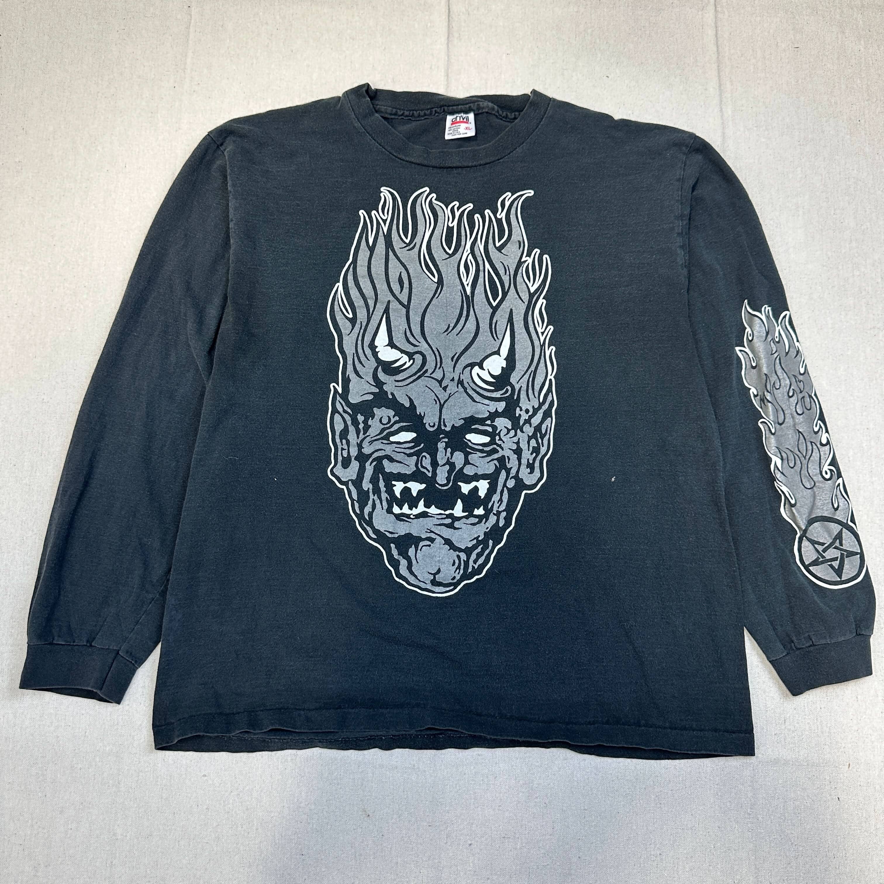 Vintage White Zombie Demon Graphic Long Sleeve T-Shirt Size XL 90s FAIF.CA 