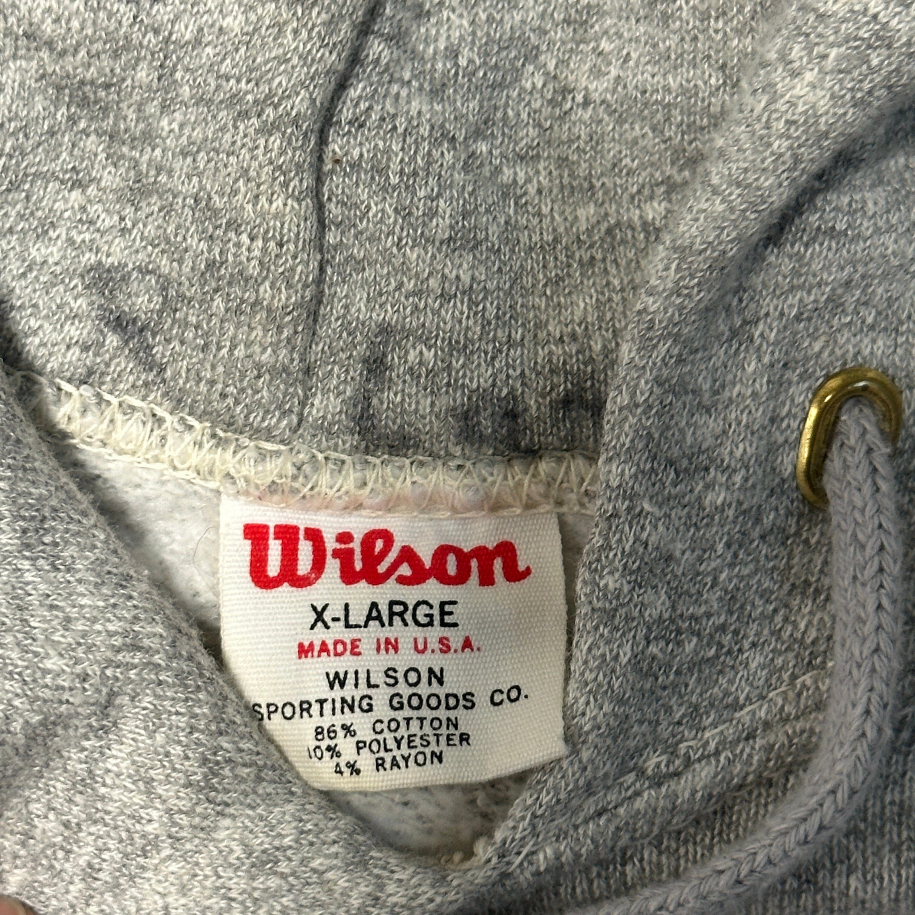 Vintage Wilson Heather Grey Pullover Hoodie Size XL 80s FAIF.CA 