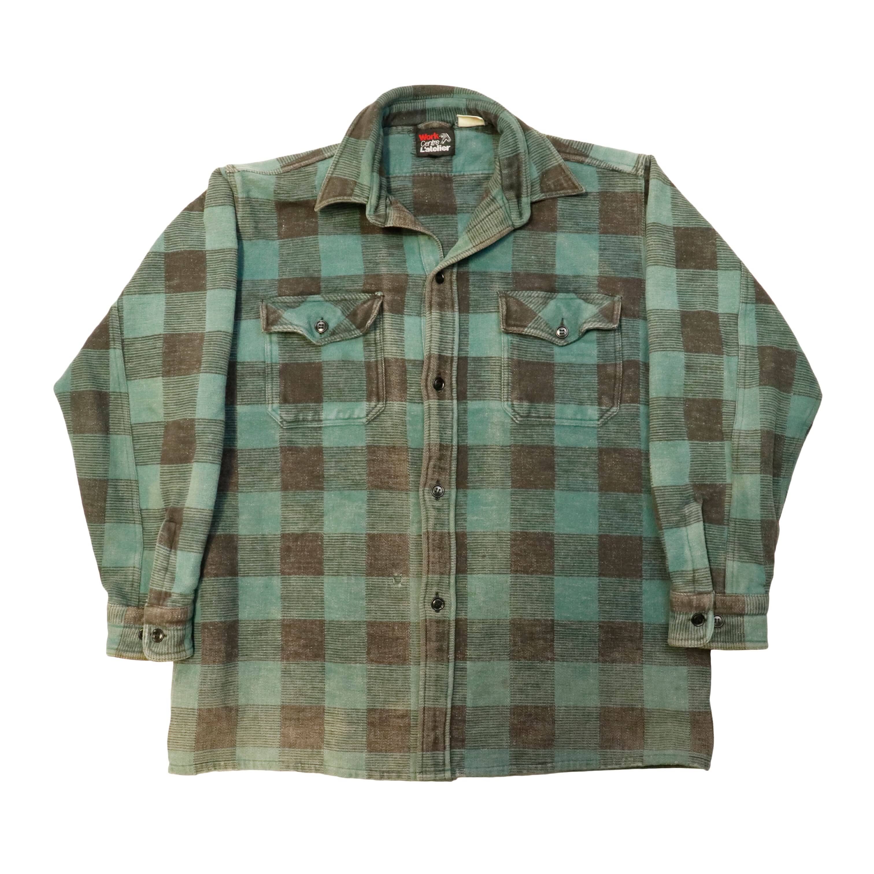 Vintage Work Centre L'atelier Canadian Plaid Flannel Shirt Jacket Size L FAIF.CA 
