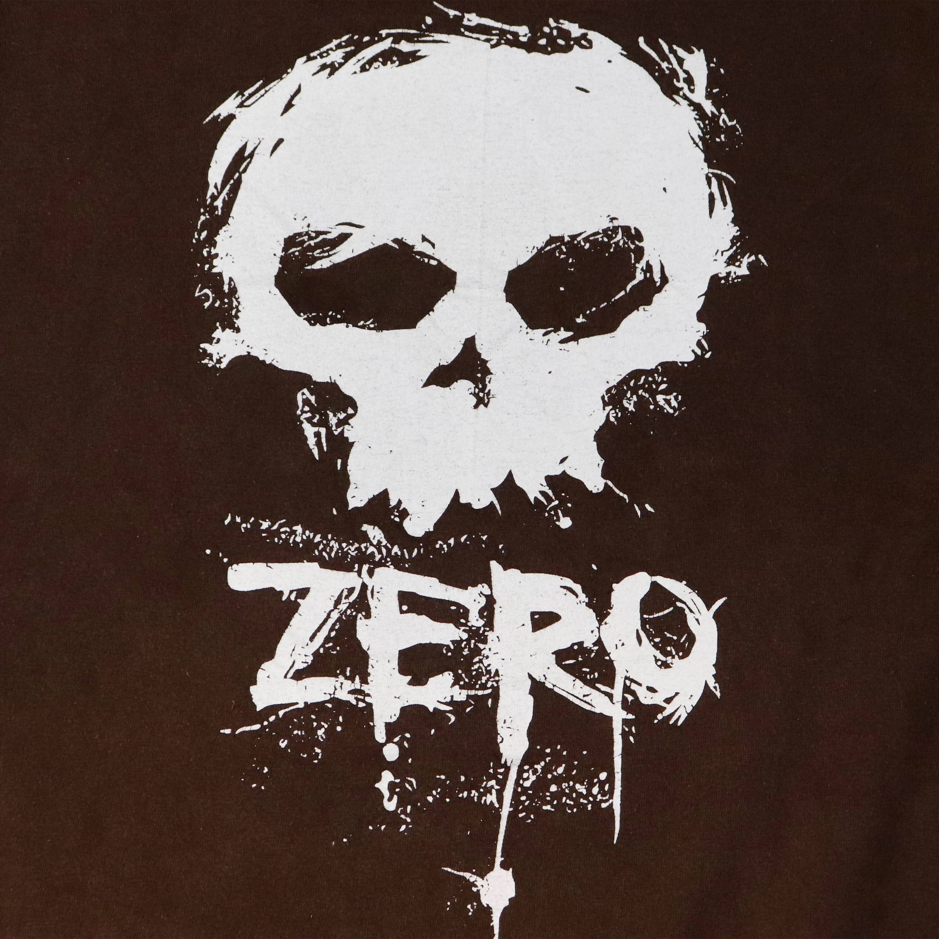 Vintage Zero Skull Graphic Brown T-Shirt Size L Skateboard FAIF.CA 