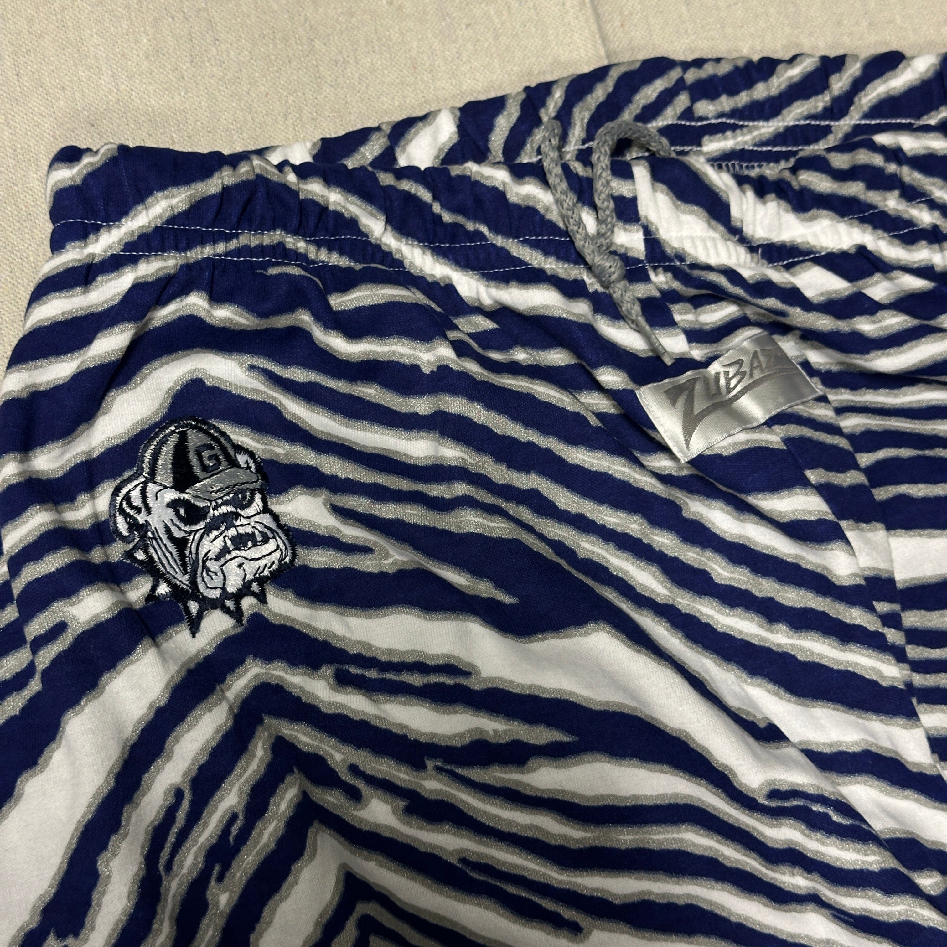 Vintage Zubaz Blue Zebra Print Georgetown Bulldog Pants Size Large NWT FAIF.CA 